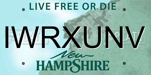 IWRXUNV New Hampshire License Plate