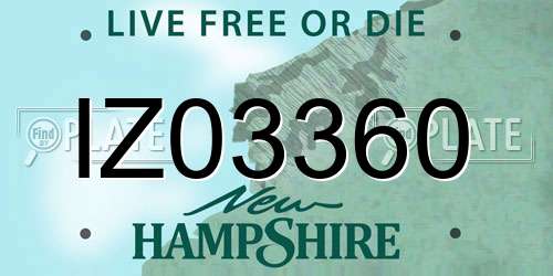 IZ03360 New Hampshire License Plate