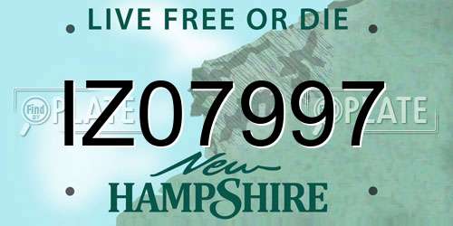 IZ07997 New Hampshire License Plate