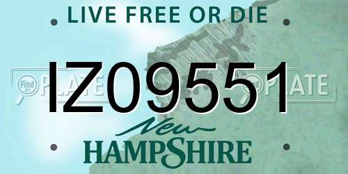 IZ09551 New Hampshire License Plate