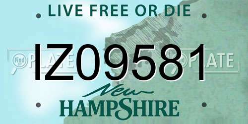 IZ09581 New Hampshire License Plate