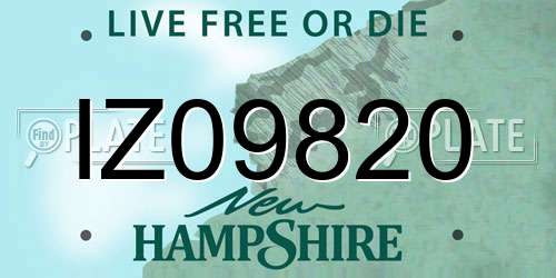 IZ09820 New Hampshire License Plate