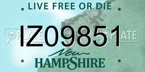 IZ09851 New Hampshire License Plate