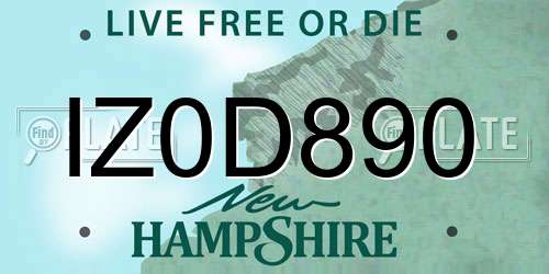 IZ0D890 New Hampshire License Plate