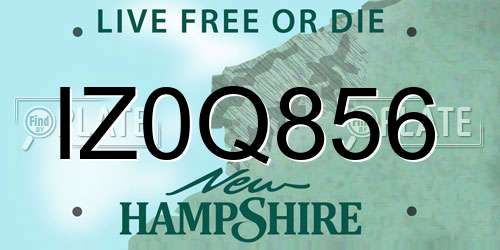 IZ0Q856 New Hampshire License Plate