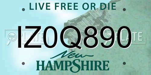 IZ0Q890 New Hampshire License Plate