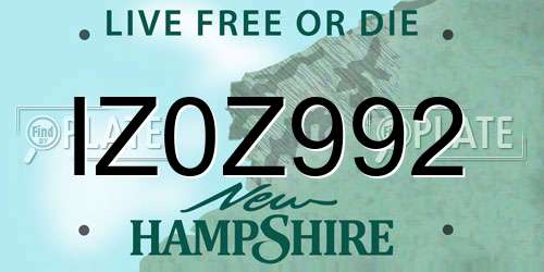 IZ0Z992 New Hampshire License Plate