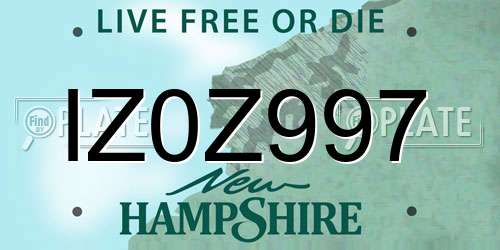 IZ0Z997 New Hampshire License Plate