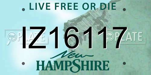 IZ16117 New Hampshire License Plate