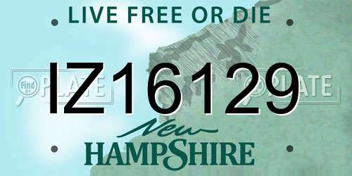 IZ16129 New Hampshire License Plate