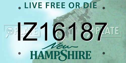 IZ16187 New Hampshire License Plate
