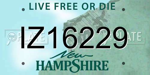 IZ16229 New Hampshire License Plate