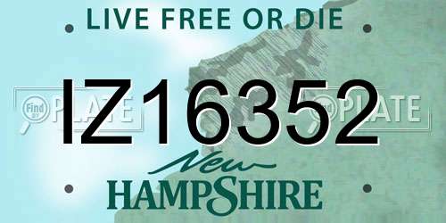 IZ16352 New Hampshire License Plate