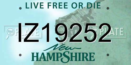IZ19252 New Hampshire License Plate