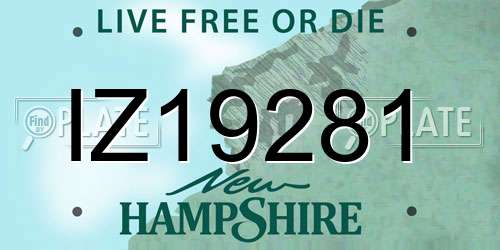 IZ19281 New Hampshire License Plate