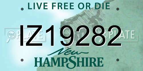 IZ19282 New Hampshire License Plate
