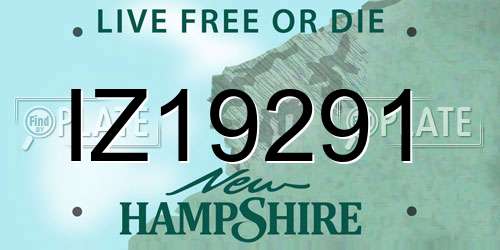 IZ19291 New Hampshire License Plate