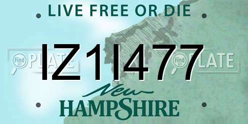 IZ1I477 New Hampshire License Plate