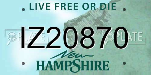 IZ20870 New Hampshire License Plate