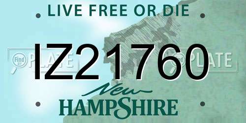 IZ21760 New Hampshire License Plate