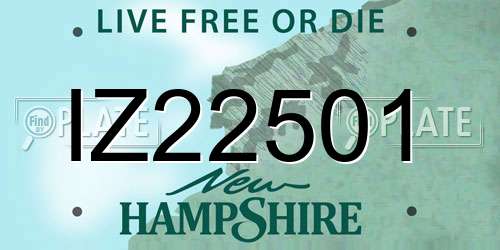 IZ22501 New Hampshire License Plate