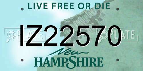 IZ22570 New Hampshire License Plate