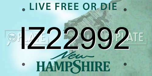 IZ22992 New Hampshire License Plate