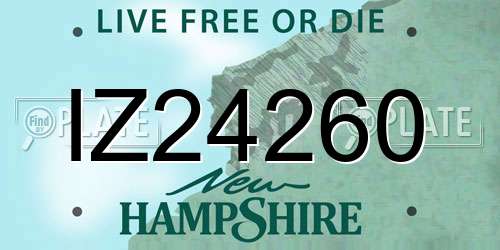 IZ24260 New Hampshire License Plate