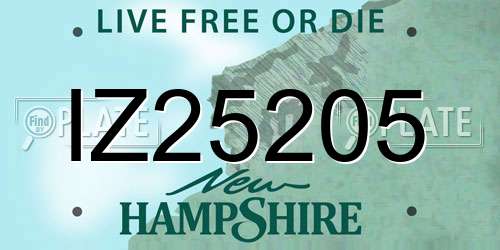 IZ25205 New Hampshire License Plate