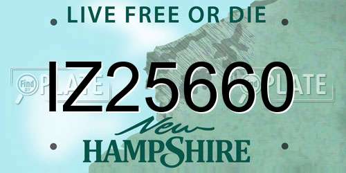 IZ25660 New Hampshire License Plate