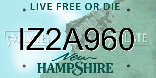 IZ2A960 New Hampshire License Plate