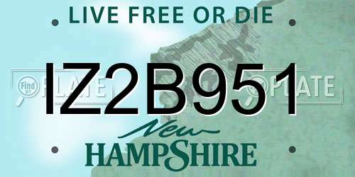 IZ2B951 New Hampshire License Plate