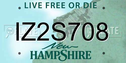IZ2S708 New Hampshire License Plate
