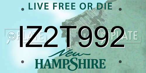 IZ2T992 New Hampshire License Plate
