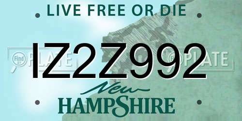 IZ2Z992 New Hampshire License Plate