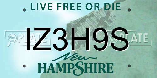 IZ3H9S New Hampshire License Plate