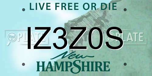 IZ3Z0S New Hampshire License Plate