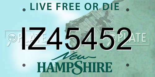 IZ45452 New Hampshire License Plate