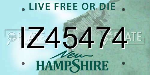 IZ45474 New Hampshire License Plate