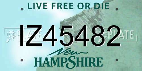 IZ45482 New Hampshire License Plate