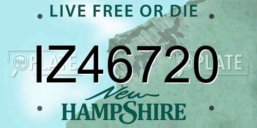 IZ46720 New Hampshire License Plate