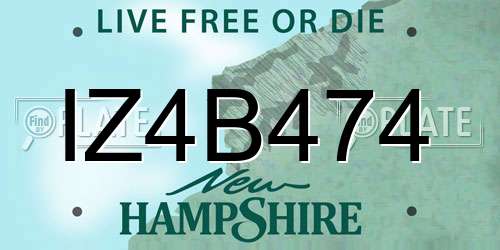 IZ4B474 New Hampshire License Plate
