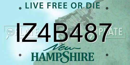 IZ4B487 New Hampshire License Plate