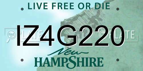 IZ4G220 New Hampshire License Plate