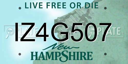 IZ4G507 New Hampshire License Plate