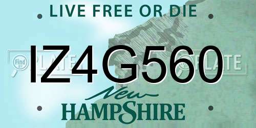 IZ4G560 New Hampshire License Plate