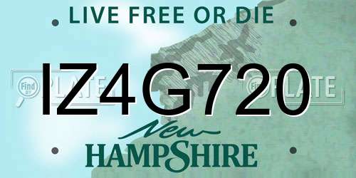 IZ4G720 New Hampshire License Plate