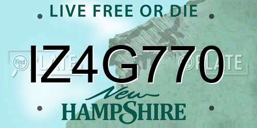 IZ4G770 New Hampshire License Plate