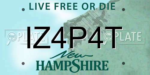 IZ4P4T New Hampshire License Plate