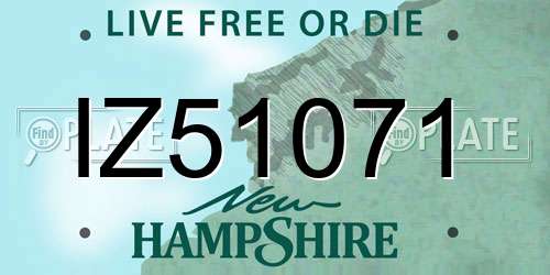 IZ51071 New Hampshire License Plate